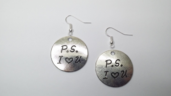 P.S.I love you Ohrringe silberfarben Vintage Optik